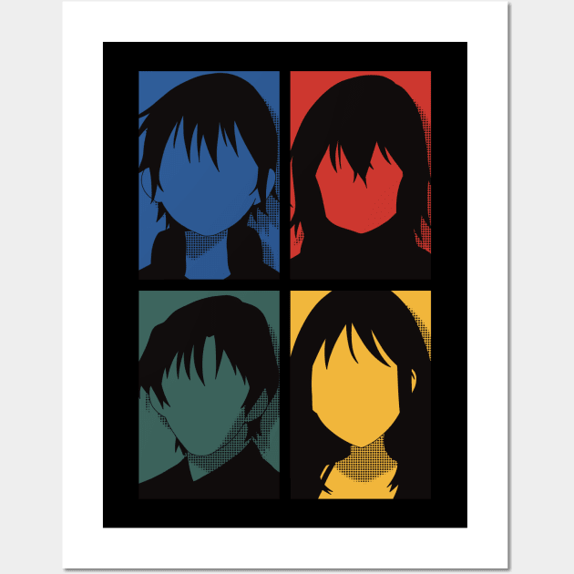 Erased anime All main character in colorful pop art minimalist